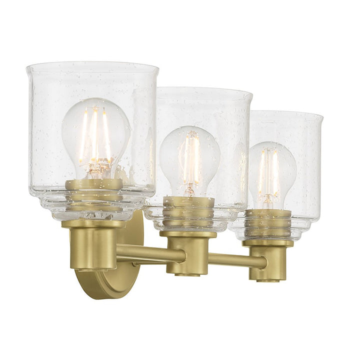Millennium Vessair 3Lt Bathroom Vanity Light, Brass/Clear Seeded