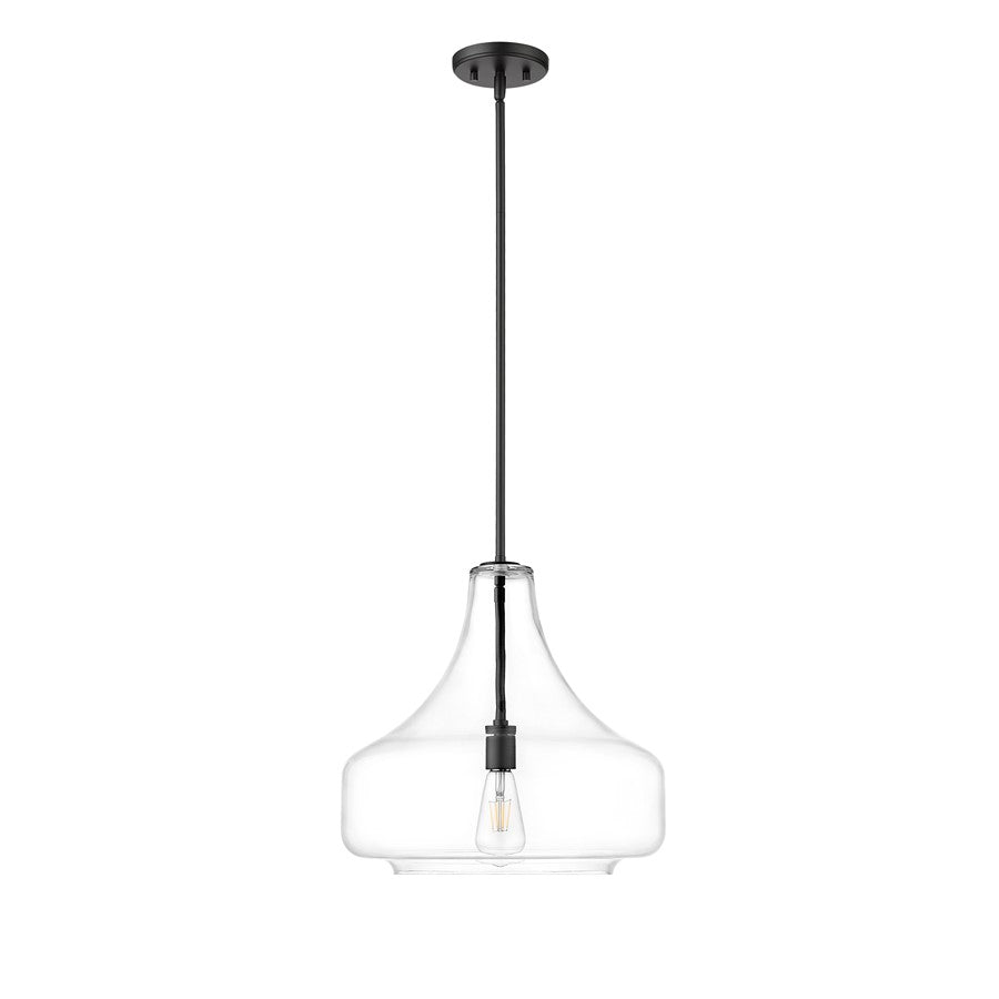 Millennium Lighting Madelynn 1Lt Pendant, Black/Clear - 20301-MB