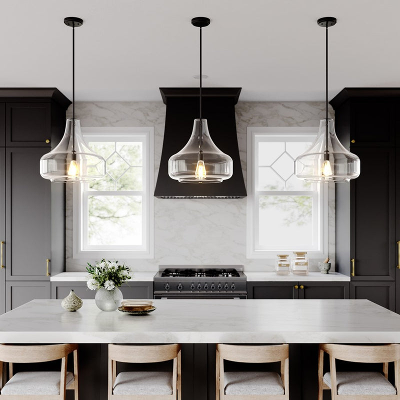 Millennium Lighting Madelynn 1Lt Pendant, Black/Clear