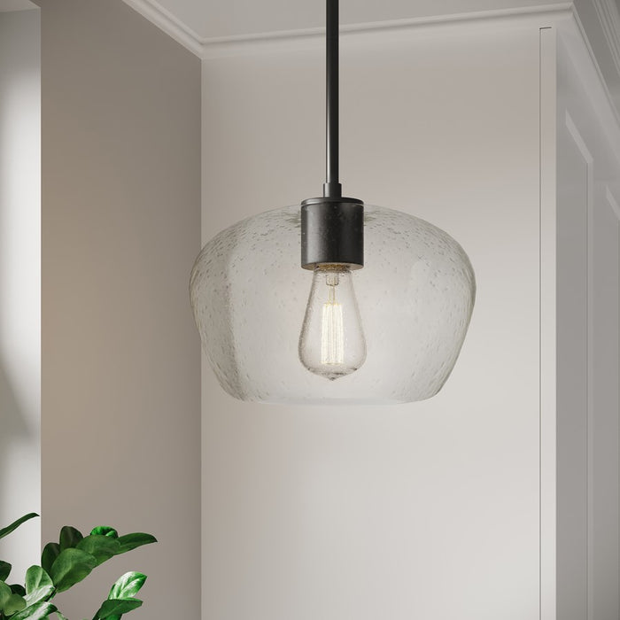 Millennium Lighting Pomari 1Lt 8" Pendant, Black/Clear Textured
