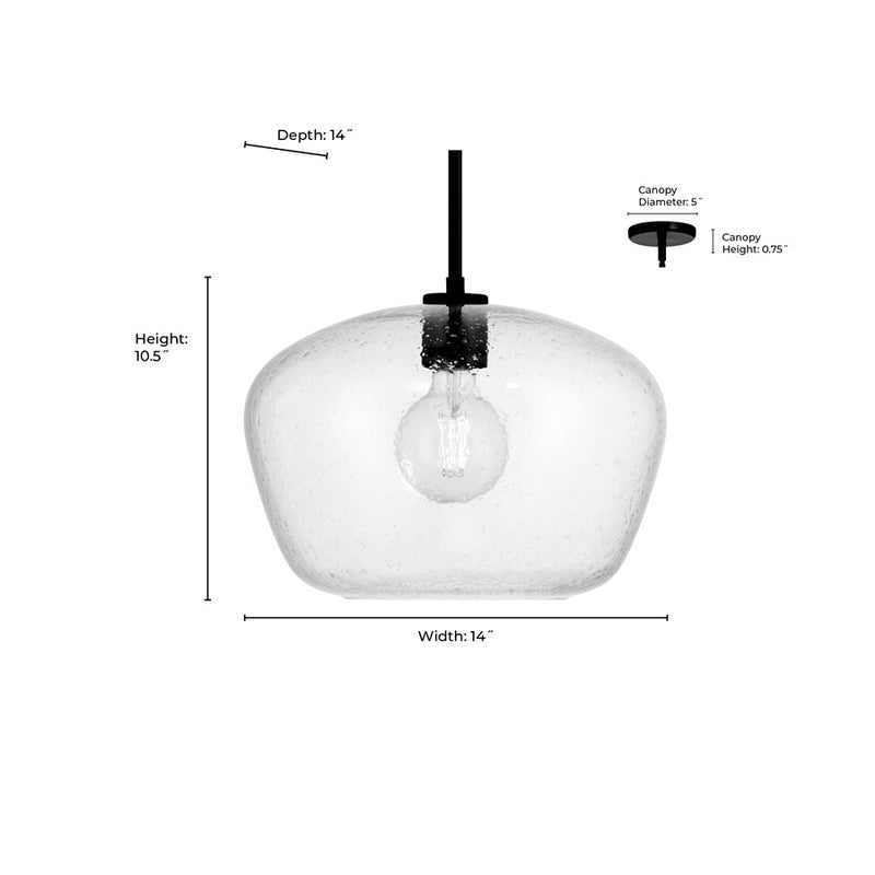 Millennium Lighting Pomari 1Lt 11" Pendant, Brass/Clear Textured