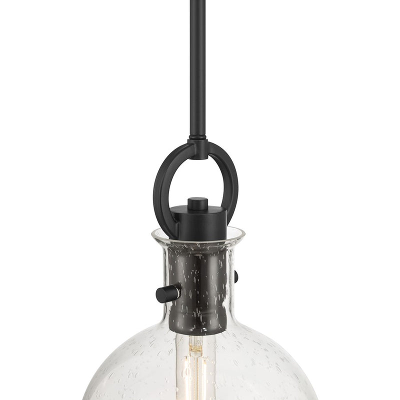 Millennium Lighting Glanora 1Lt Pendant, Black/Clear Seeded