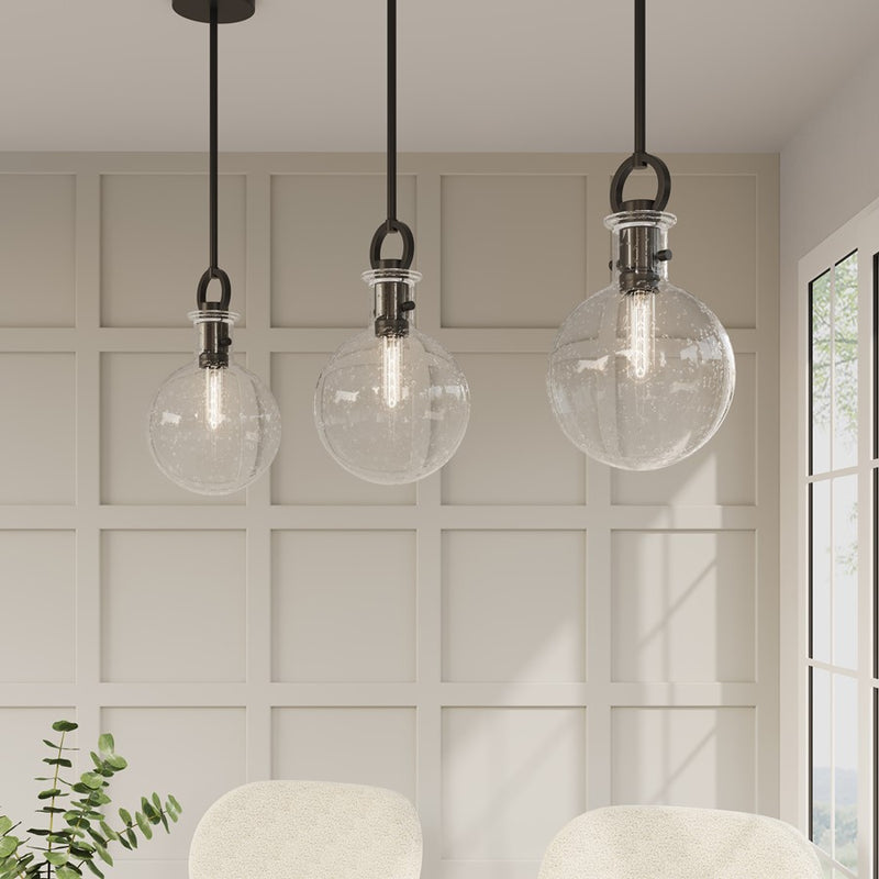 Millennium Lighting Glanora 1Lt Pendant, Black/Clear Seeded
