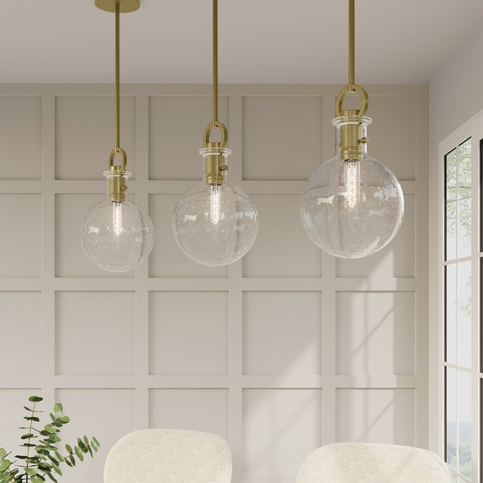 Millennium Lighting Glanora 1Lt Pendant, Brass/Clear Seeded