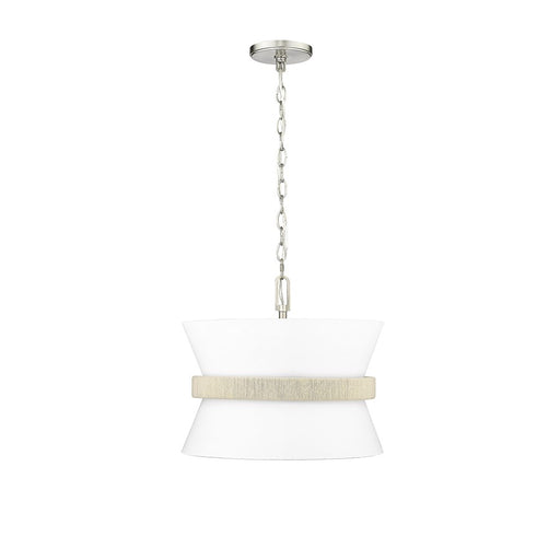 Millennium Lighting Kimbry 3Lt Pendant, Brushed Nickel/Linen - 20503-BN