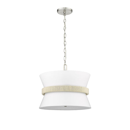 Millennium Lighting Kimbry 3Lt Pendant, Brushed Nickel/Linen