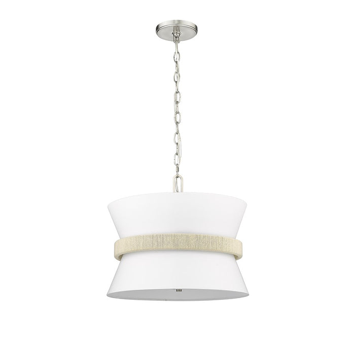 Millennium Lighting Kimbry 3Lt Pendant, Brushed Nickel/Linen
