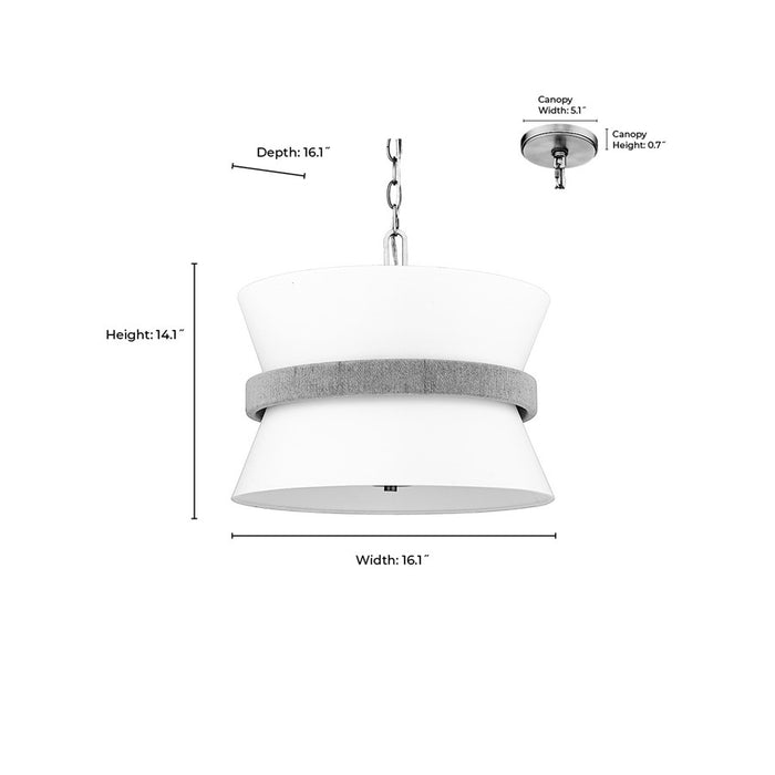 Millennium Lighting Kimbry 3Lt Pendant, Brushed Nickel/Linen