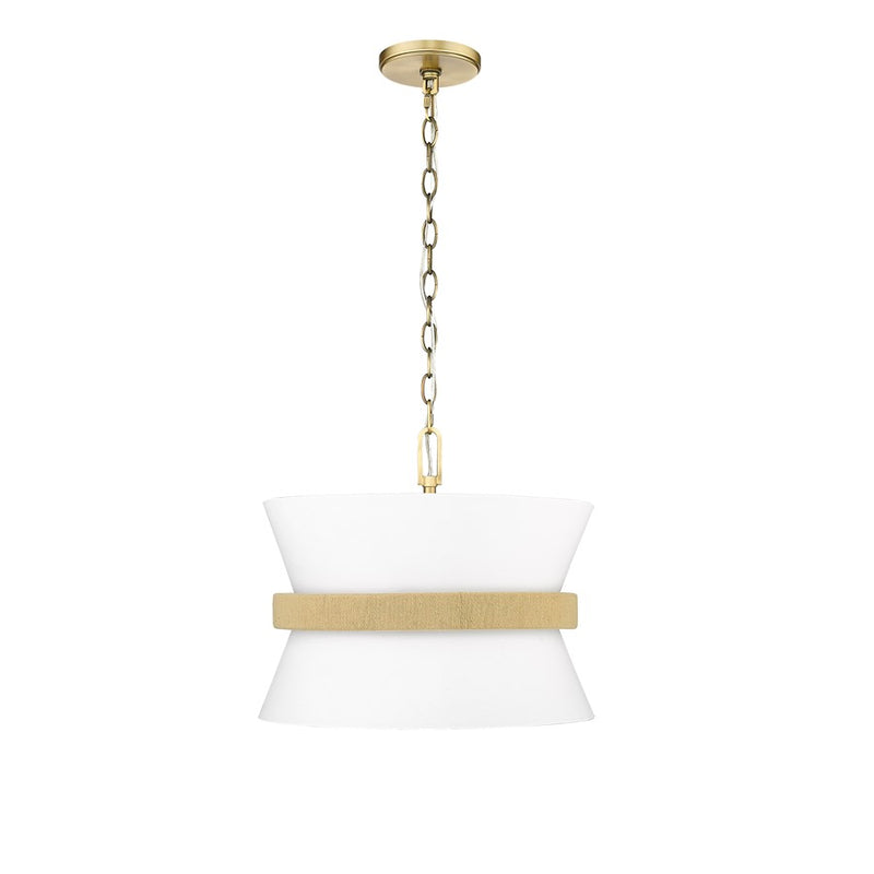 Millennium Lighting Kimbry 3Lt Pendant, Vintage Brass/Linen - 20503-VB