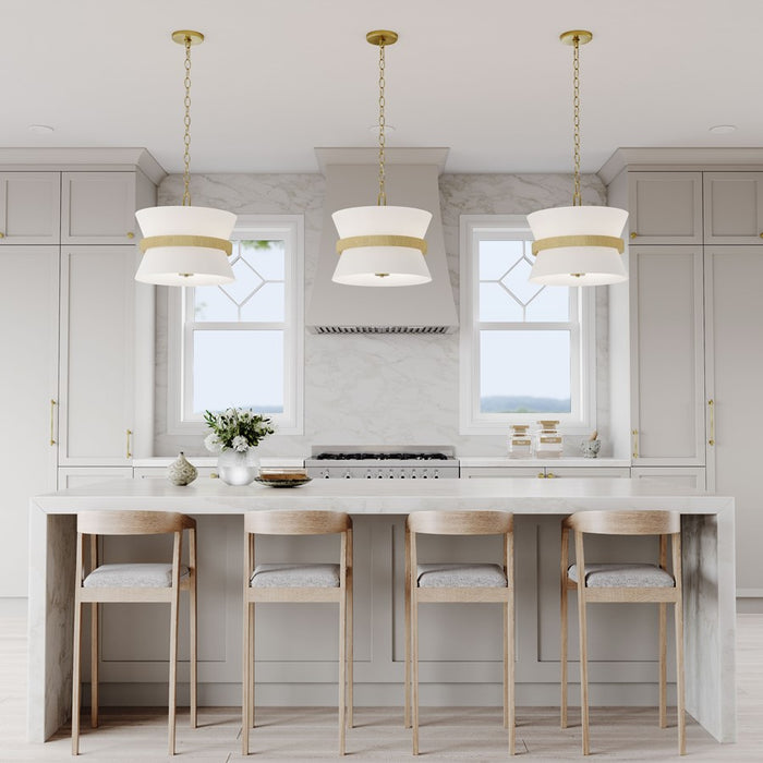 Millennium Lighting Kimbry 3Lt Pendant, Vintage Brass/Linen