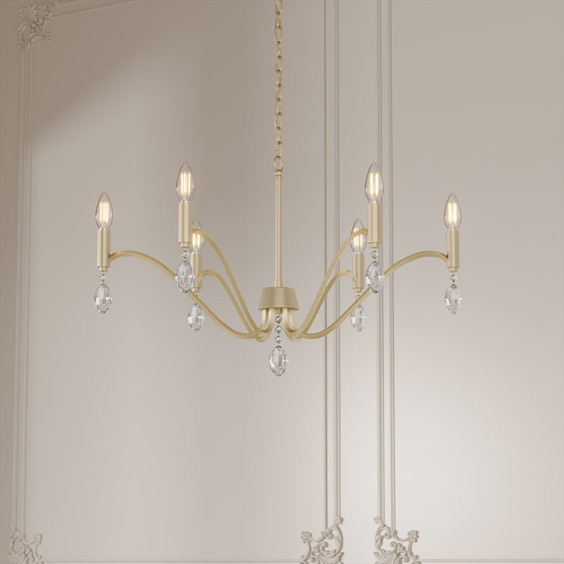 Millennium Lighting Aureline 6Lt Chandelier, Aged Silver