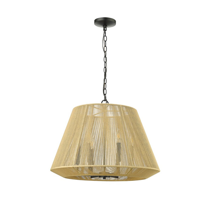Millennium Lighting Sterling 6Lt Pendant, Black/Cotton Twine