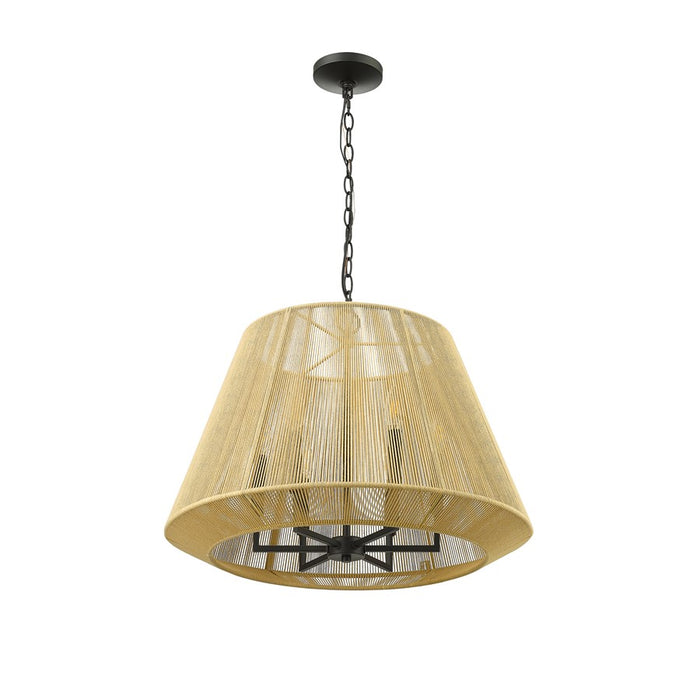 Millennium Lighting Sterling 6Lt Pendant, Black/Cotton Twine