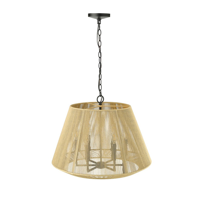 Millennium Lighting Sterling 6Lt Pendant, Black/Cotton Twine