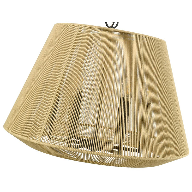 Millennium Lighting Sterling 6Lt Pendant, Black/Cotton Twine