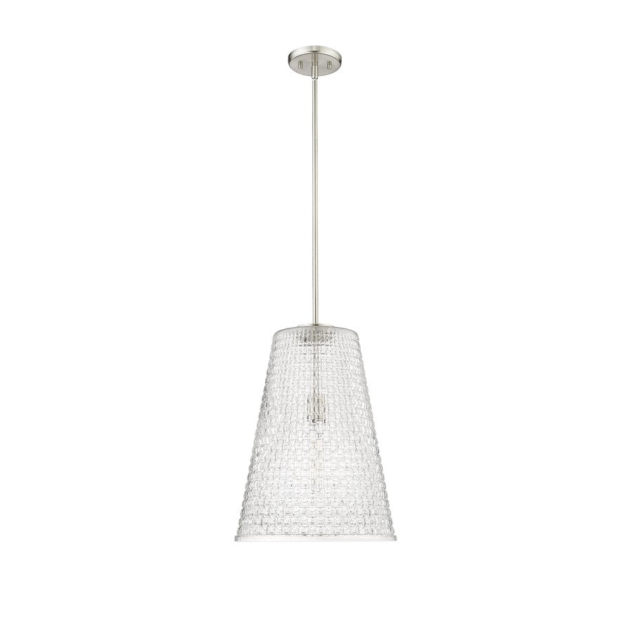 Millennium Saben 1Lt Pendant, Nickel/Rattan Lattice Clear - 20701-BN
