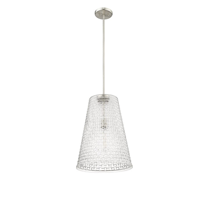 Millennium Saben 1Lt Pendant, Nickel/Rattan Lattice Clear