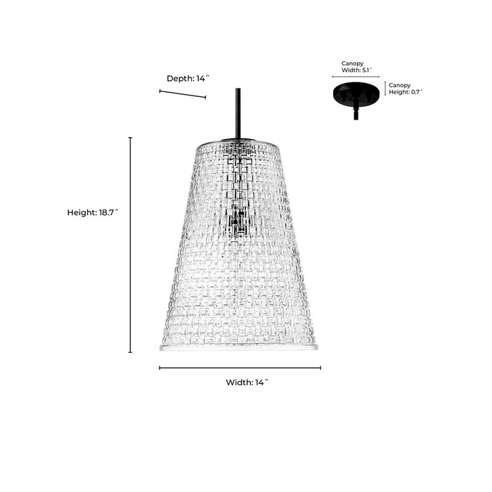 Millennium Saben 1Lt Pendant, Nickel/Rattan Lattice Clear