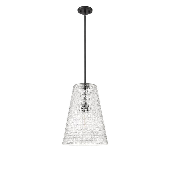 Millennium Lighting Saben 1Lt Pendant, Black/Rattan Lattice Clear