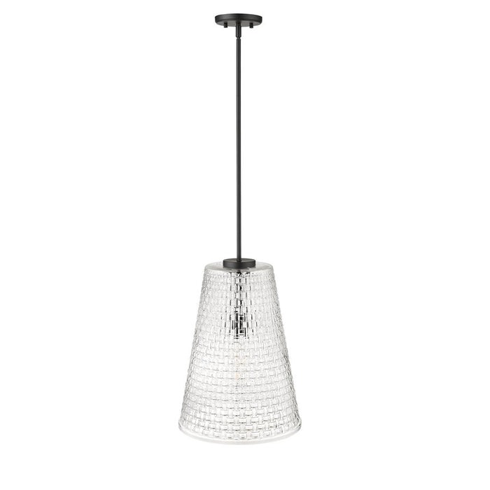 Millennium Lighting Saben 1Lt Pendant, Black/Rattan Lattice Clear