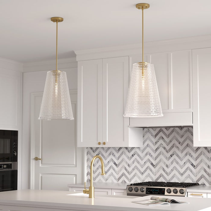 Millennium Lighting Saben 1Lt Pendant, Gold/Rattan Lattice Clear