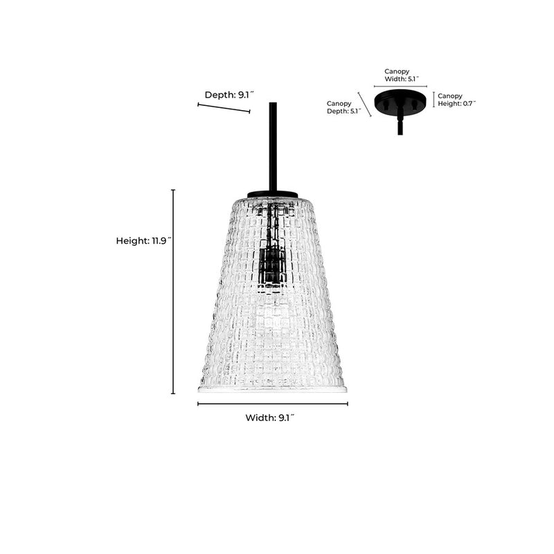 Millennium Lighting Saben 1Lt 12" Pendant, Black