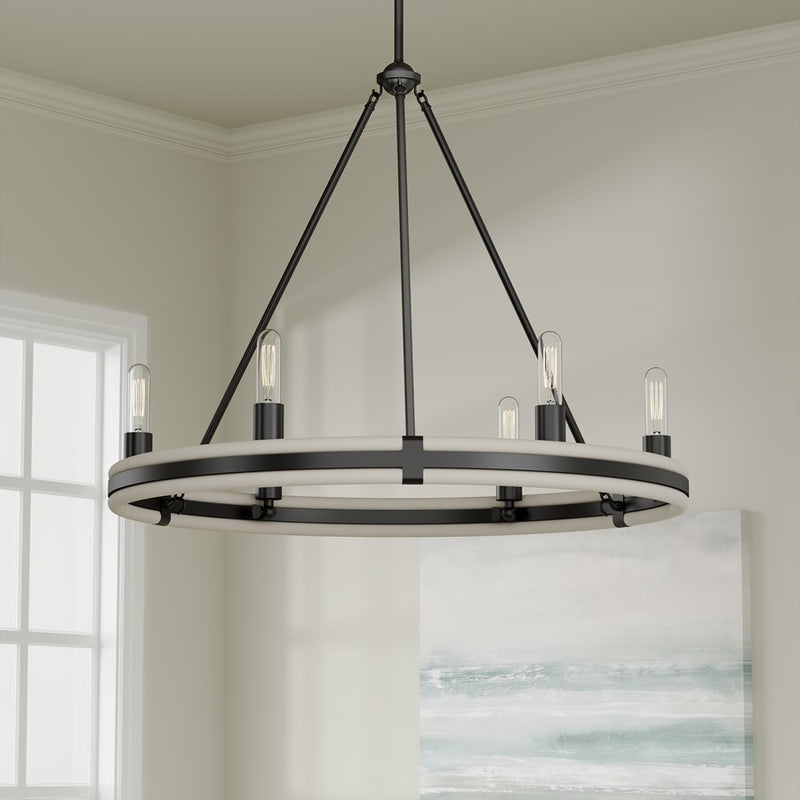 Millennium Lighting Rovessa 6 Light Chandelier, Matte Black