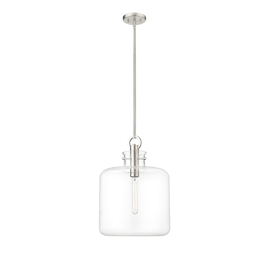 Millennium Lighting Hayloft 1Lt Pendant, Brushed Nickel/Clear - 20801-BN