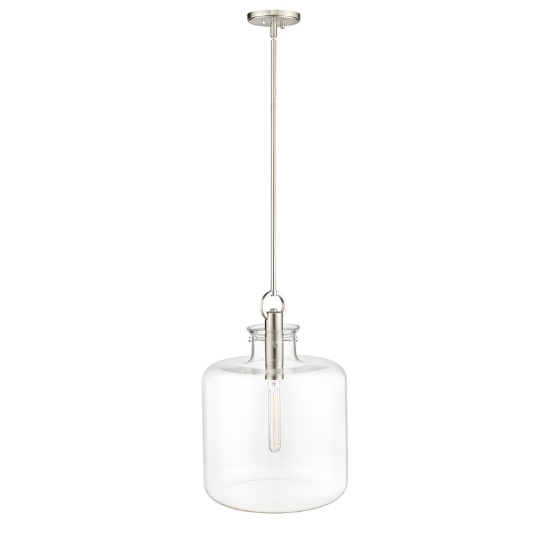 Millennium Lighting Hayloft 1Lt Pendant, Brushed Nickel/Clear