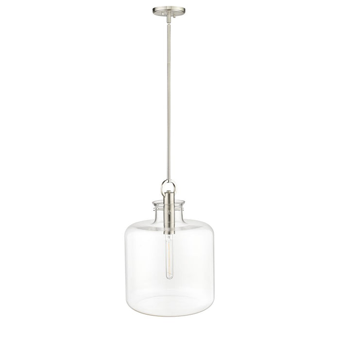 Millennium Lighting Hayloft 1Lt Pendant, Brushed Nickel/Clear