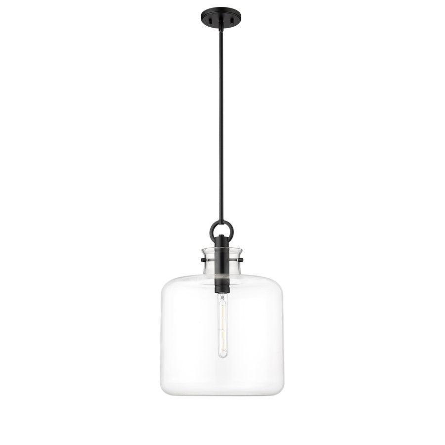 Millennium Lighting Hayloft 1Lt Pendant, Black/Clear - 20801-MB