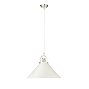Millennium Lighting Artistan 1Lt Pendant, Nickel/White/Steel - 20901-PN-MW