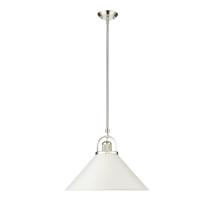 Millennium Lighting Artistan 1Lt Pendant, Nickel/White/Steel - 20901-PN-MW