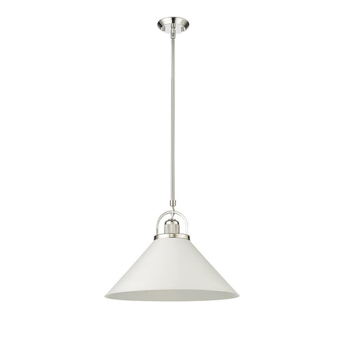Millennium Lighting Artistan 1Lt Pendant, Nickel/White/Steel