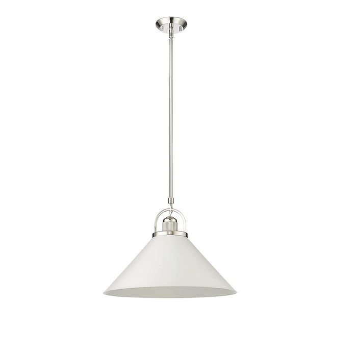 Millennium Lighting Artistan 1Lt Pendant, Nickel/White/Steel