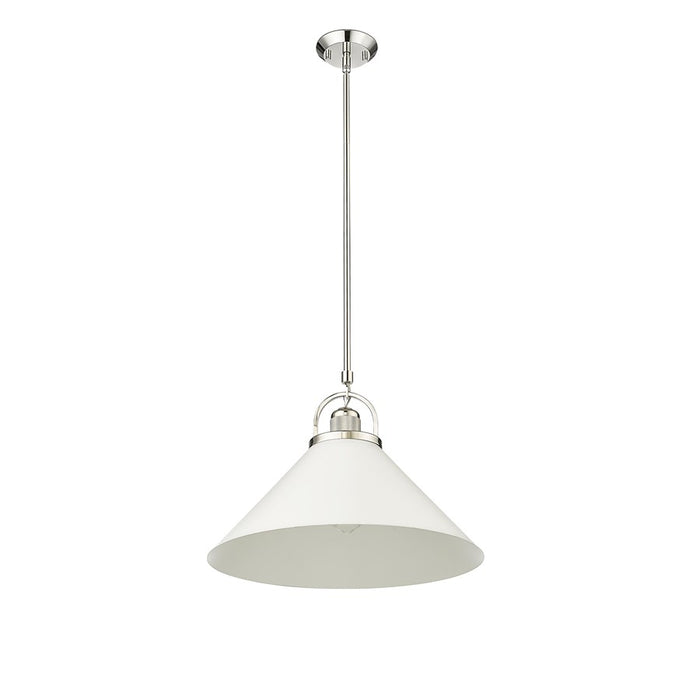 Millennium Lighting Artistan 1Lt Pendant, Nickel/White/Steel