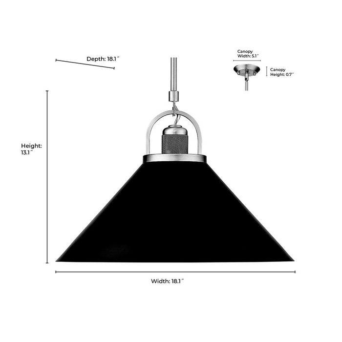 Millennium Lighting Artistan 1Lt Pendant, Nickel/White/Steel