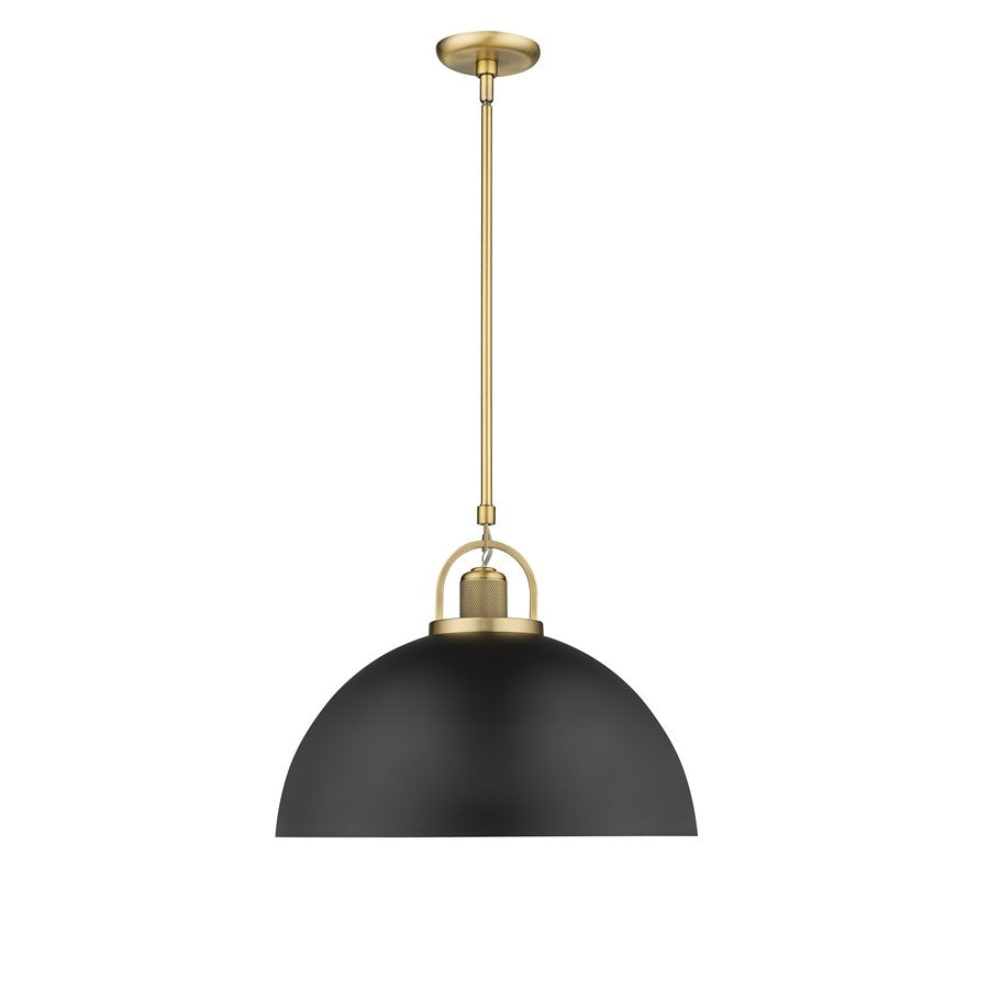 Millennium Lighting Artistan 1Lt Pendant, Vintage Brass/Black - 20991-VB-MB