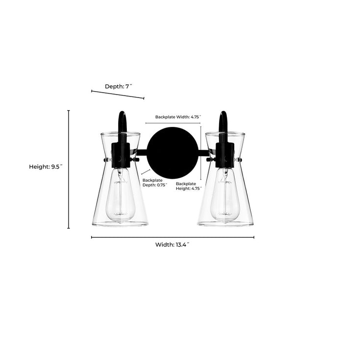 Millennium Lighting Camellia 2Lt Vanity, Brushed Nickel/Clear