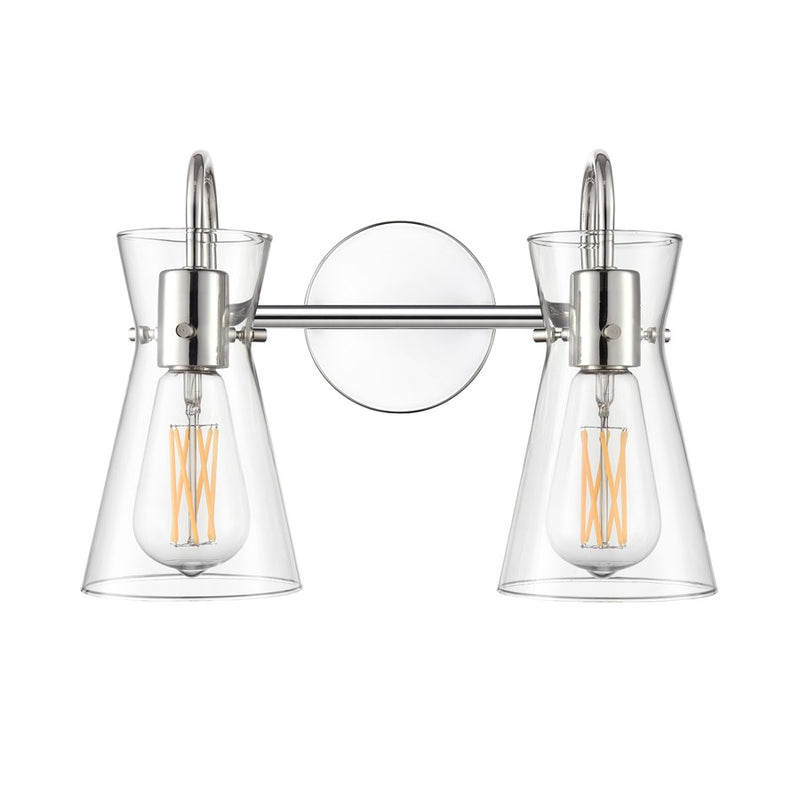 Millennium Lighting Camellia 2Lt 14" Vanity, Polished Nickel/Clear