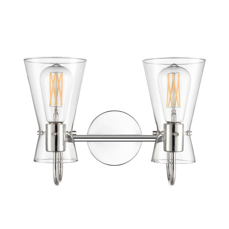 Millennium Lighting Camellia 2Lt 14" Vanity, Polished Nickel/Clear