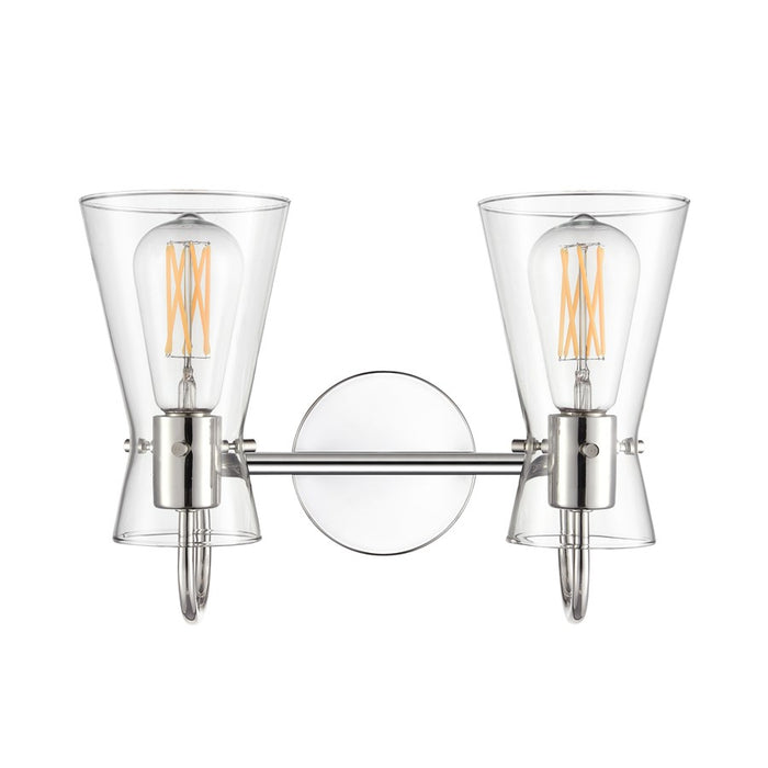 Millennium Lighting Camellia 2Lt 14" Vanity, Polished Nickel/Clear