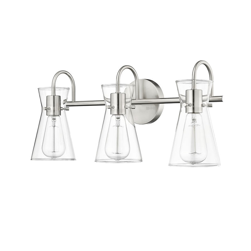 Millennium Lighting Camellia 3Lt Vanity, Brushed Nickel/Clear