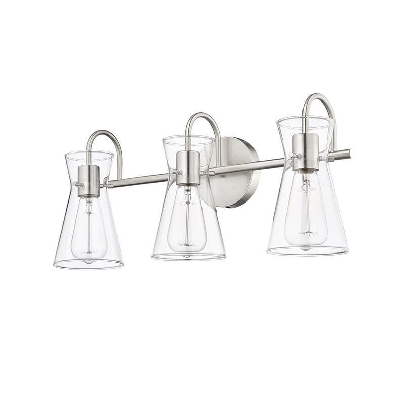 Millennium Lighting Camellia 3Lt Vanity, Brushed Nickel/Clear