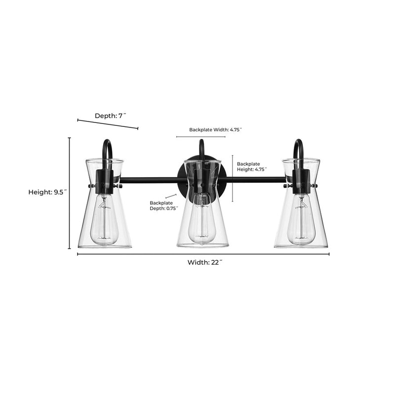 Millennium Lighting Camellia 3Lt Vanity, Brushed Nickel/Clear