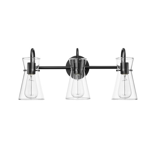 Millennium Lighting Camellia 3Lt Vanity, Black/Clear - 21003-MB