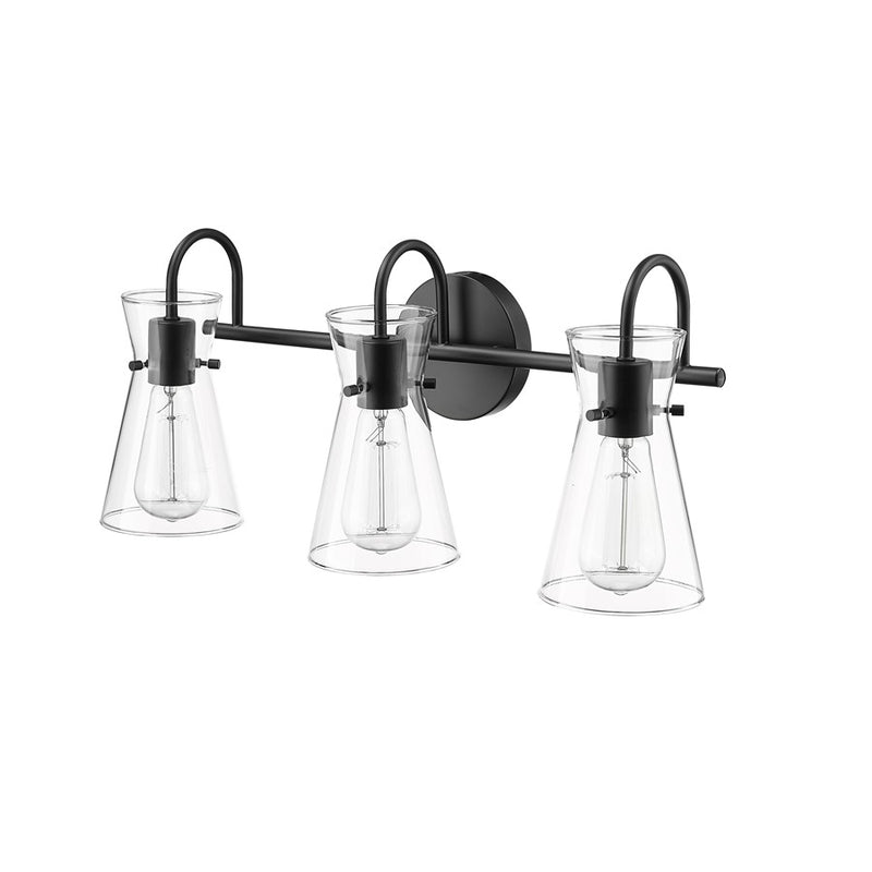 Millennium Lighting Camellia 3Lt Vanity, Black/Clear