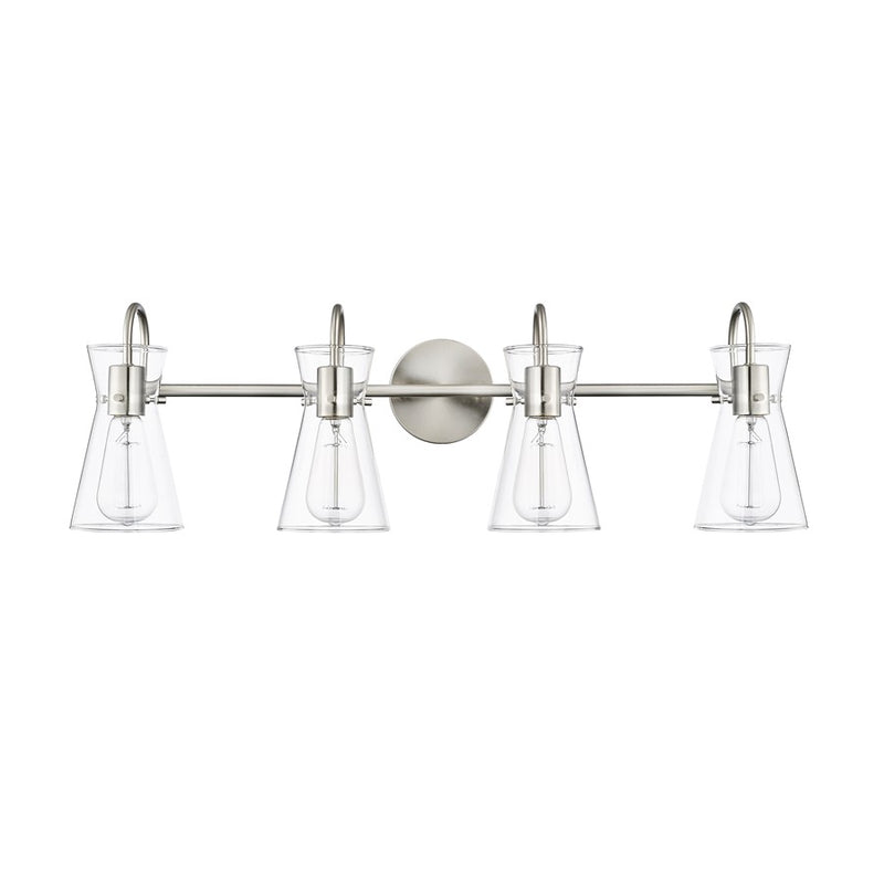 Millennium Lighting Camellia 4Lt Vanity, Brushed Nickel/Clear - 21004-BN