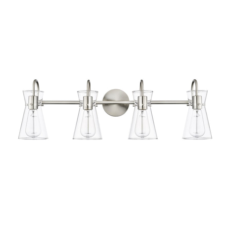 Millennium Lighting Camellia 4Lt Vanity, Brushed Nickel/Clear - 21004-BN