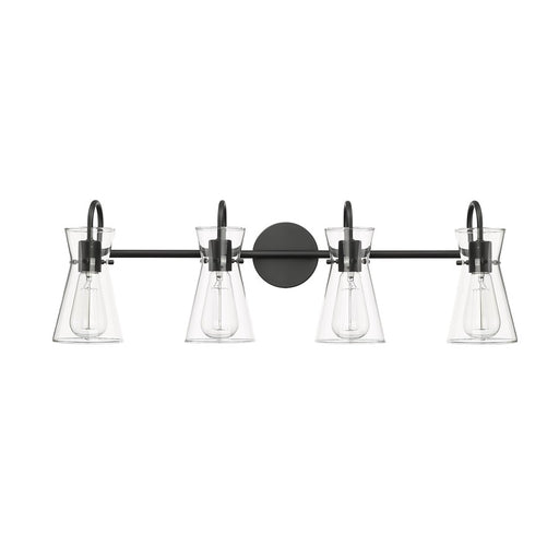 Millennium Lighting Camellia 4Lt Vanity, Black/Clear - 21004-MB